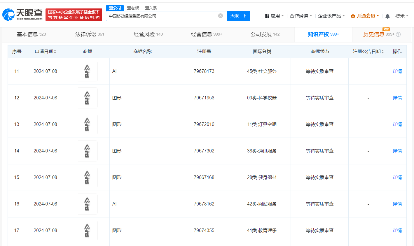 中国移动申请AI图形商标